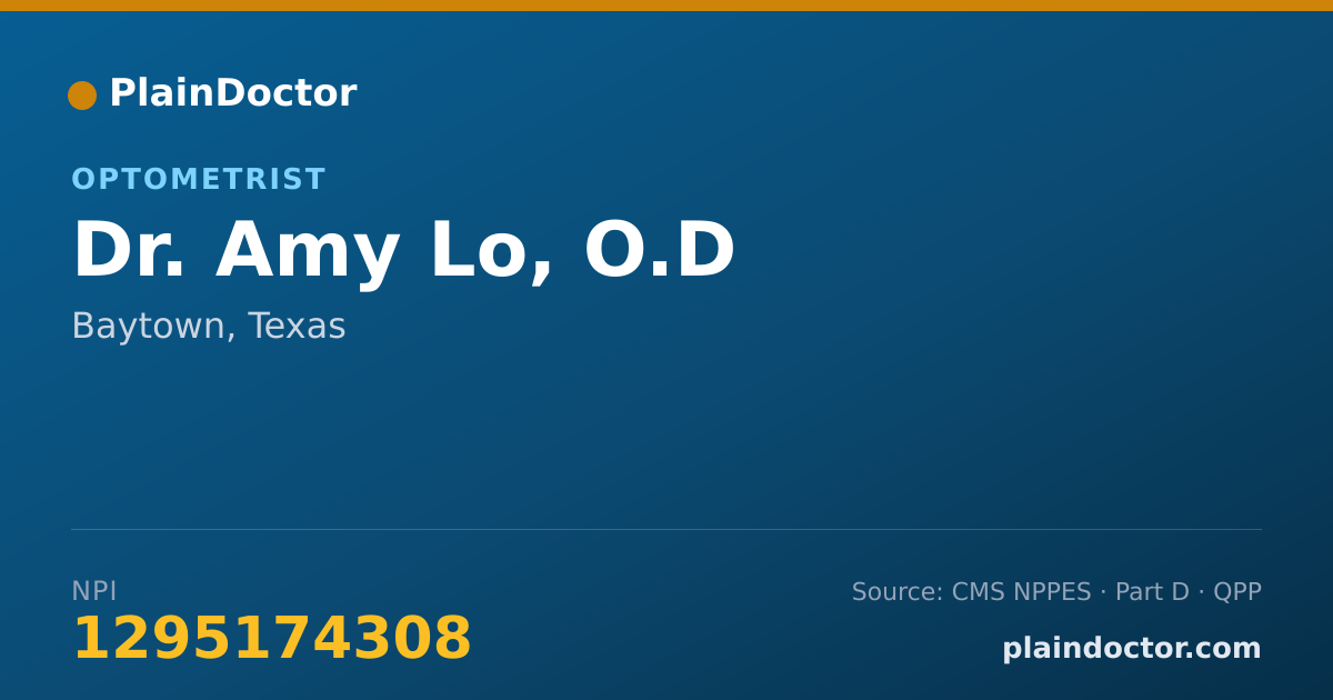 Shareable card for Amy Lo, O.D - Optometrist, Baytown, TX