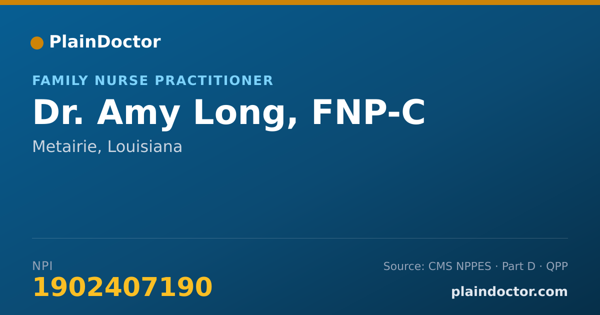 Shareable card for Amy Long, FNP-C - Family Nurse Practitioner, Metairie, LA