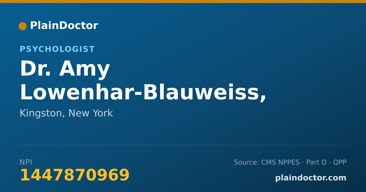 Shareable card for Amy Lowenhar-Blauweiss, PSY.D, LMHC - Psychologist, Kingston, NY