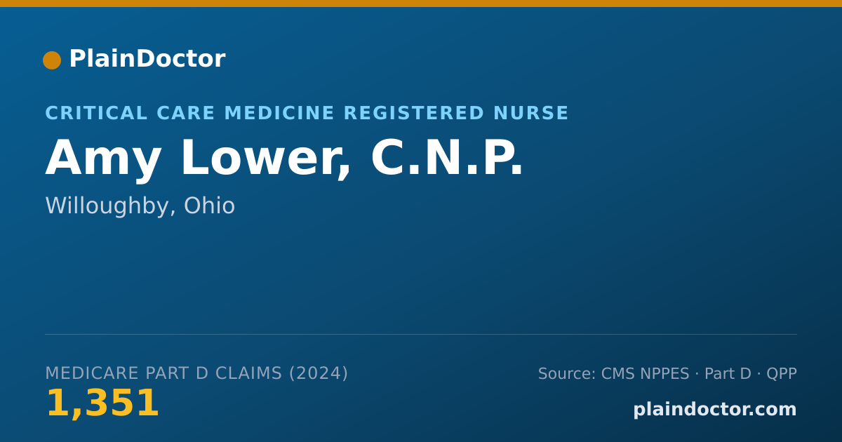 Shareable card for Amy Lower, C.N.P. - Critical Care Medicine Registered Nurse, Willoughby, OH