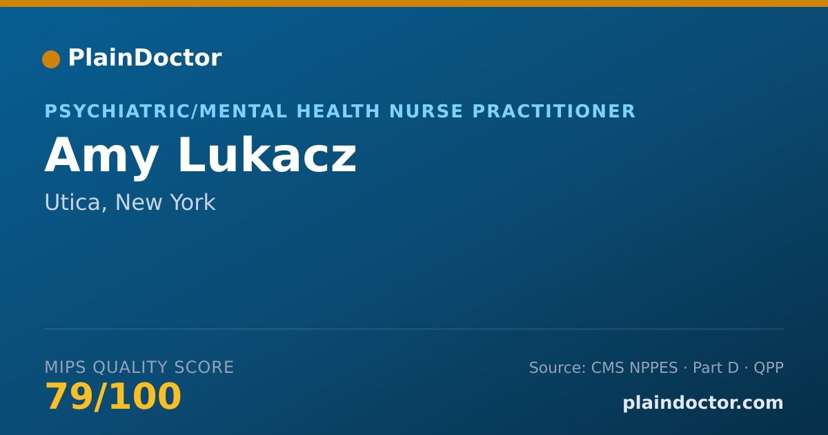 Shareable card for Amy Lukacz - Psychiatric/Mental Health Nurse Practitioner, Utica, NY