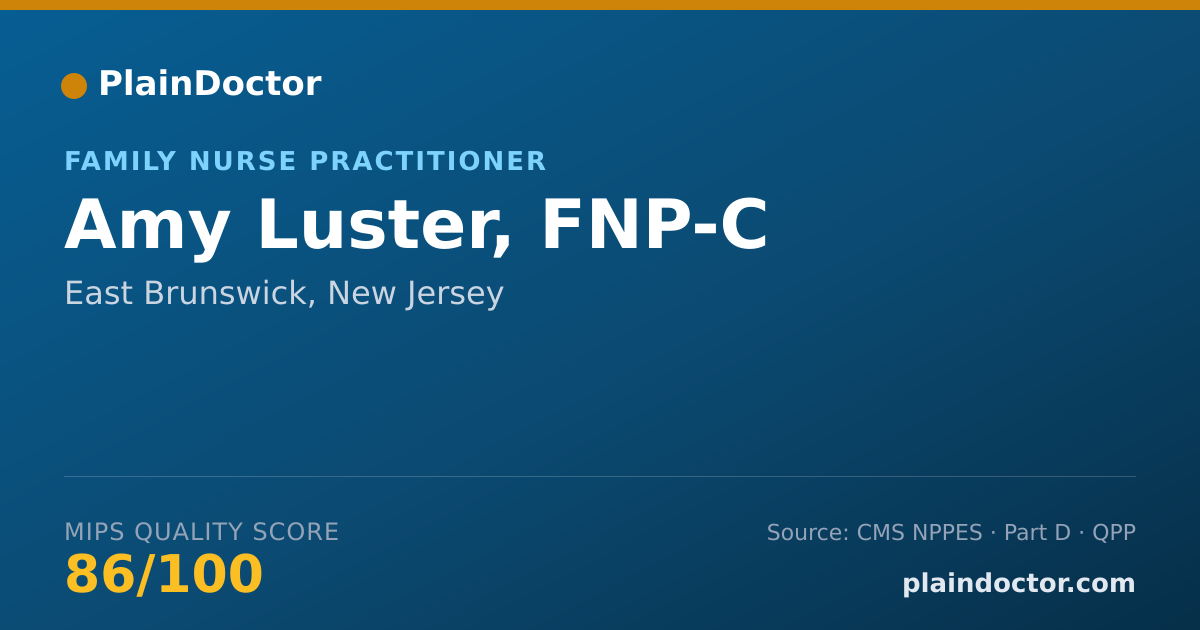 Shareable card for Amy Luster, FNP-C - Family Nurse Practitioner, East Brunswick, NJ