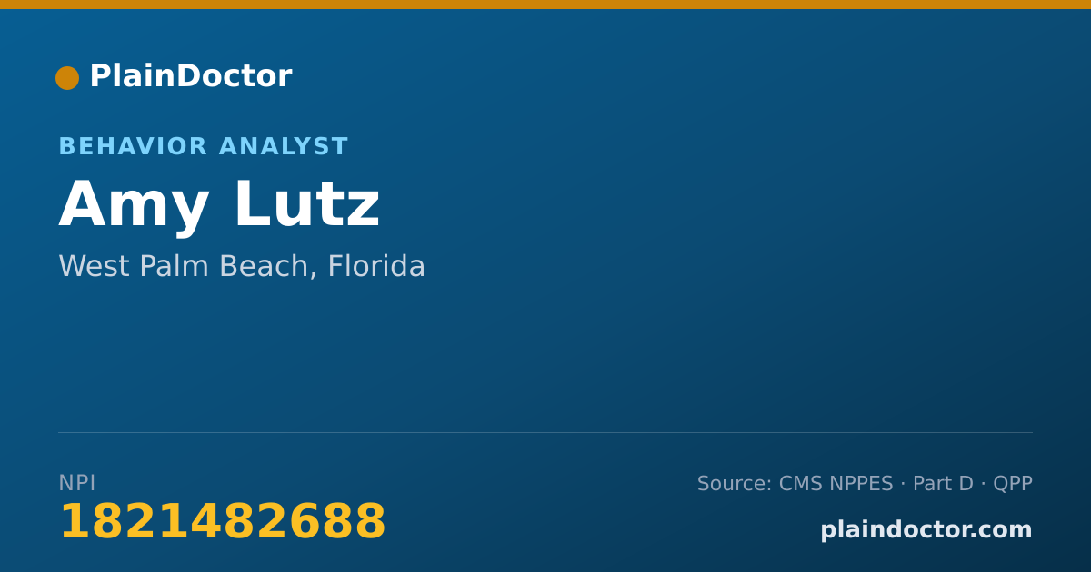 Shareable card for Amy Lutz - Behavior Analyst, West Palm Beach, FL