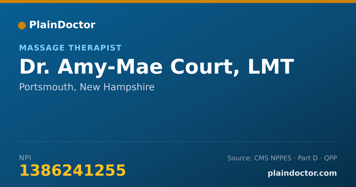 Shareable card for Amy-Mae Court, LMT - Massage Therapist, Portsmouth, NH