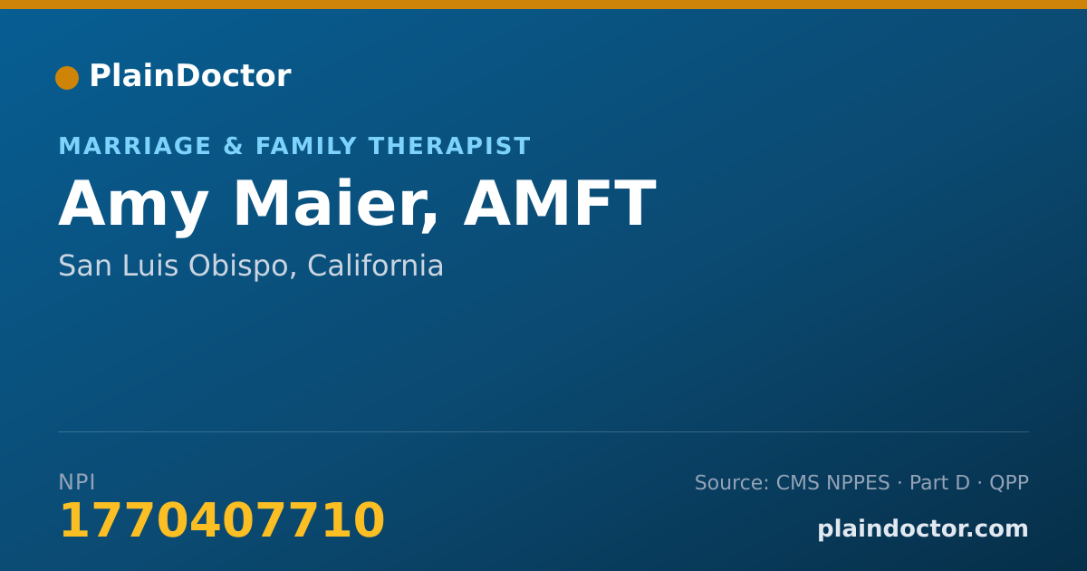 Shareable card for Amy Maier, AMFT - Marriage & Family Therapist, San Luis Obispo, CA