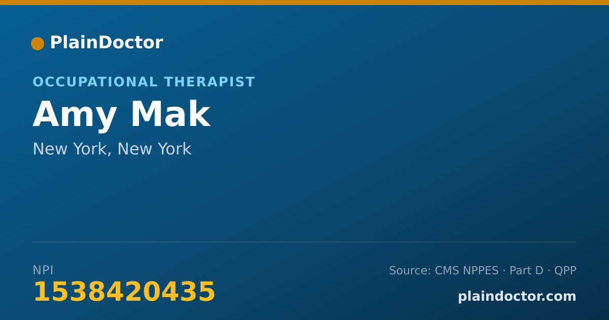 Shareable card for Amy Mak - Occupational Therapist, New York, NY