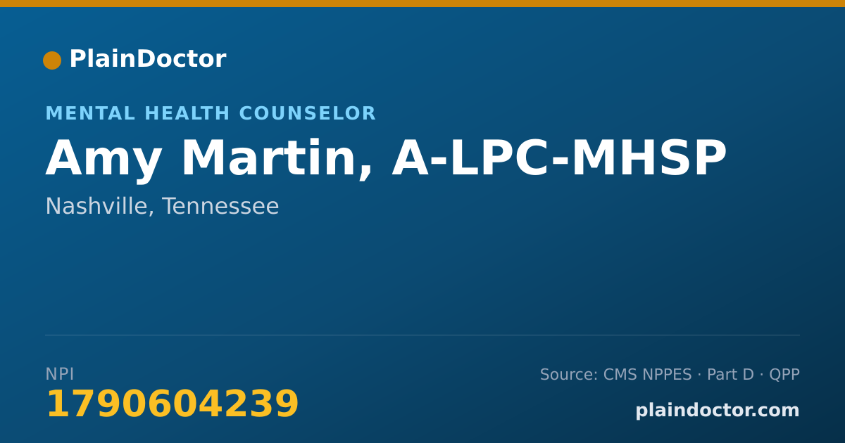 Shareable card for Amy Martin, A-LPC-MHSP - Mental Health Counselor, Nashville, TN