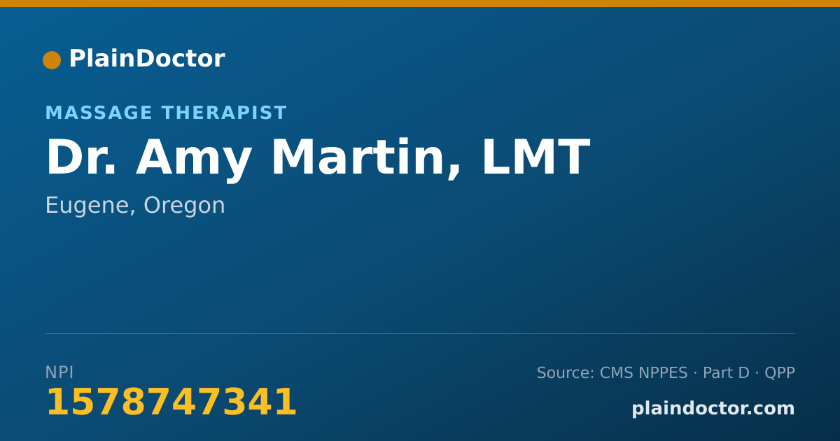 Shareable card for Amy Martin, LMT - Massage Therapist, Eugene, OR