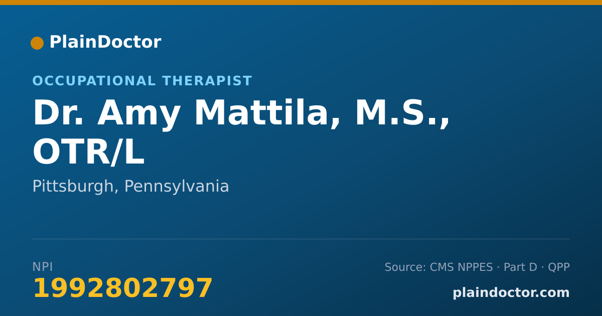Shareable card for Amy Mattila, M.S., OTR/L - Occupational Therapist, Pittsburgh, PA