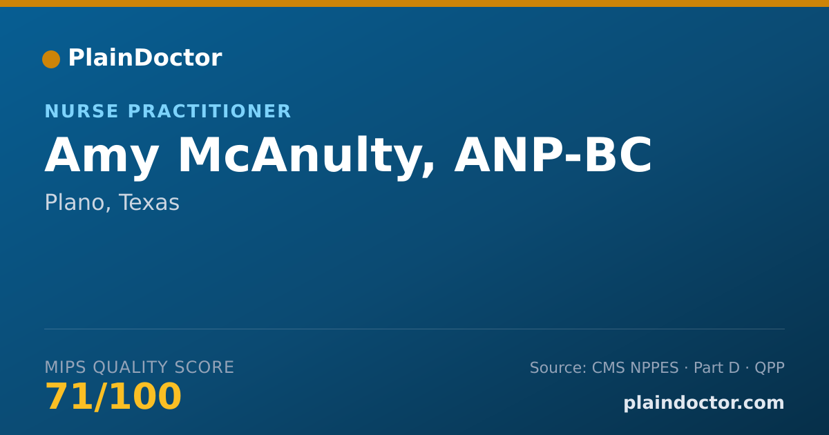 Shareable card for Amy McAnulty, ANP-BC - Adult Health Nurse Practitioner, Plano, TX