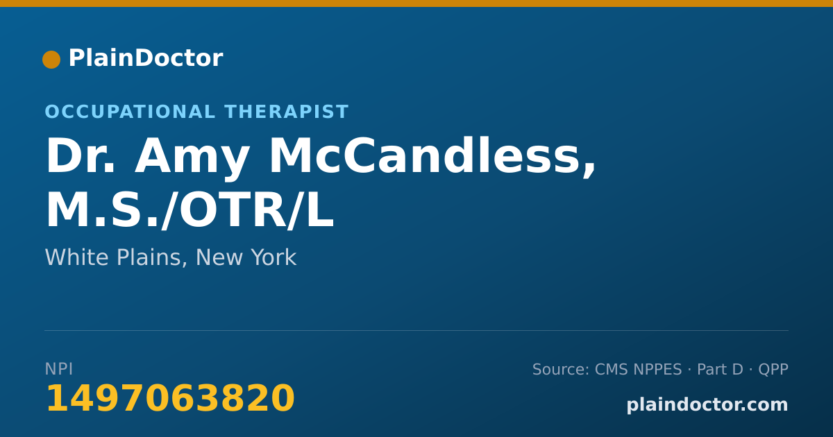 Shareable card for Amy McCandless, M.S./OTR/L - Occupational Therapist, White Plains, NY