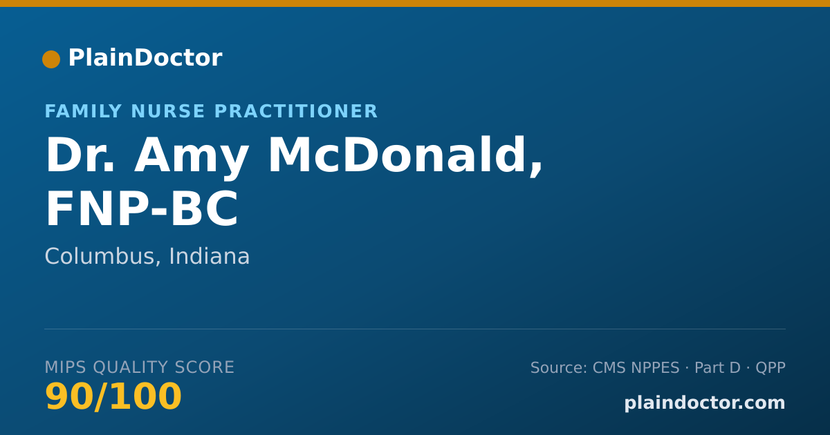 Shareable card for Amy McDonald, FNP-BC - Family Nurse Practitioner, Columbus, IN