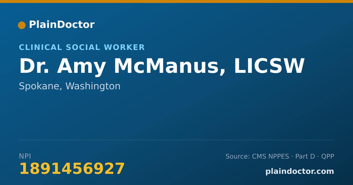 Shareable card for Amy McManus, LICSW - Clinical Social Worker, Spokane, WA