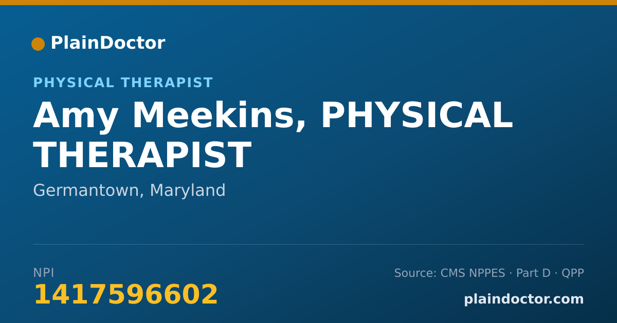 Shareable card for Amy Meekins, PHYSICAL THERAPIST - Physical Therapist, Germantown, MD