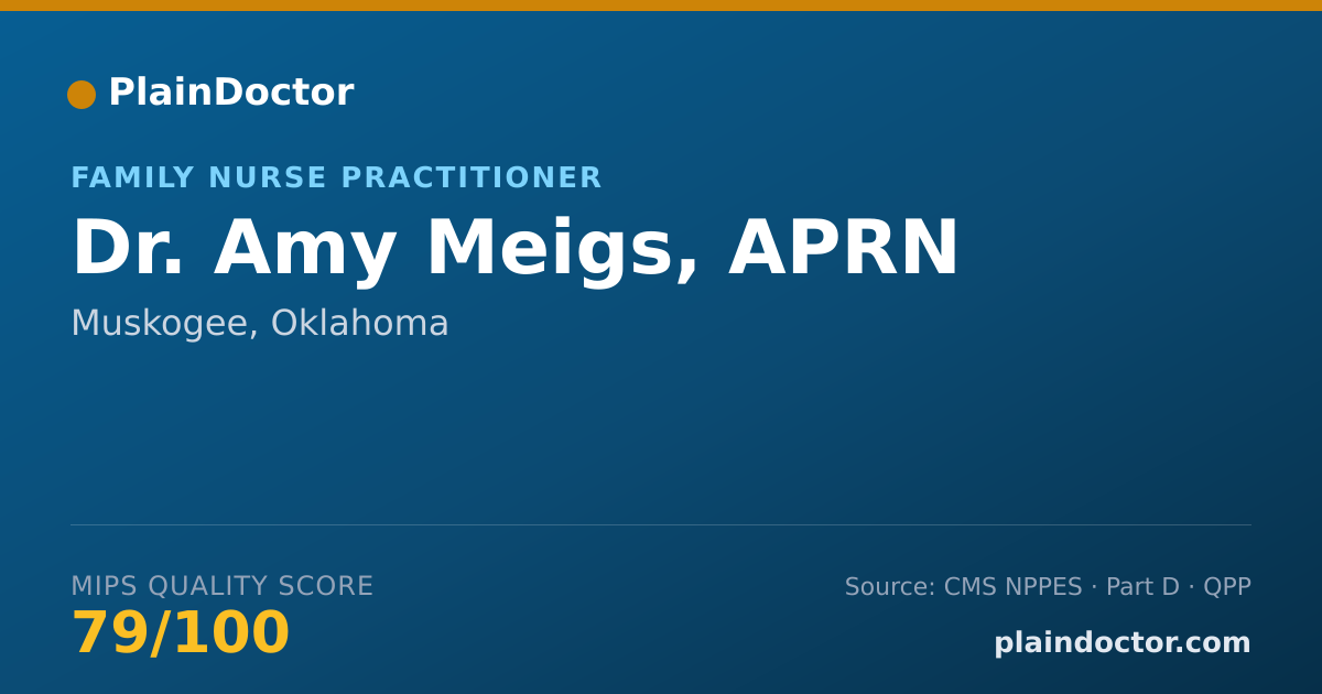 Shareable card for Amy Meigs, APRN - Family Nurse Practitioner, Muskogee, OK