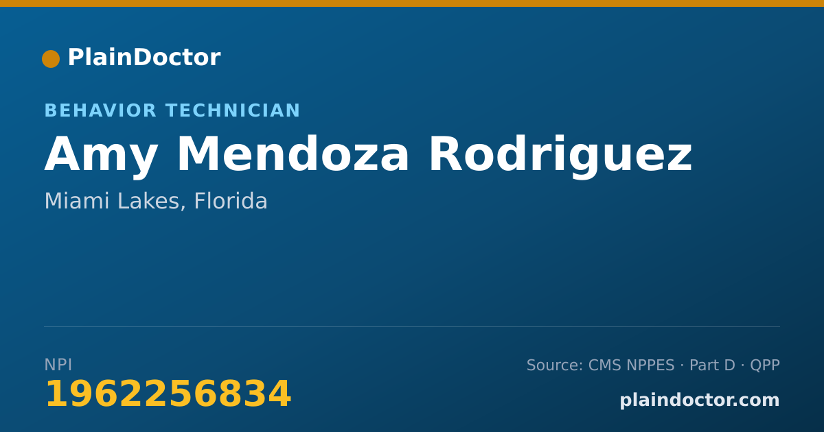 Shareable card for Amy Mendoza Rodriguez - Behavior Technician, Miami Lakes, FL