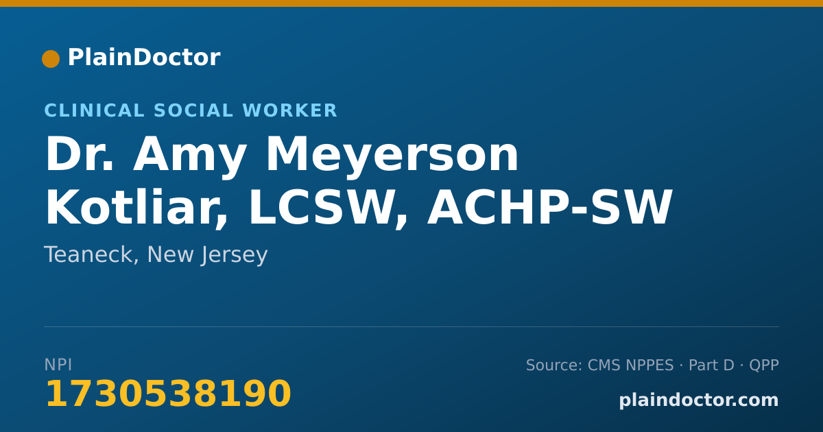 Shareable card for Amy Meyerson Kotliar, LCSW, ACHP-SW - Clinical Social Worker, Teaneck, NJ