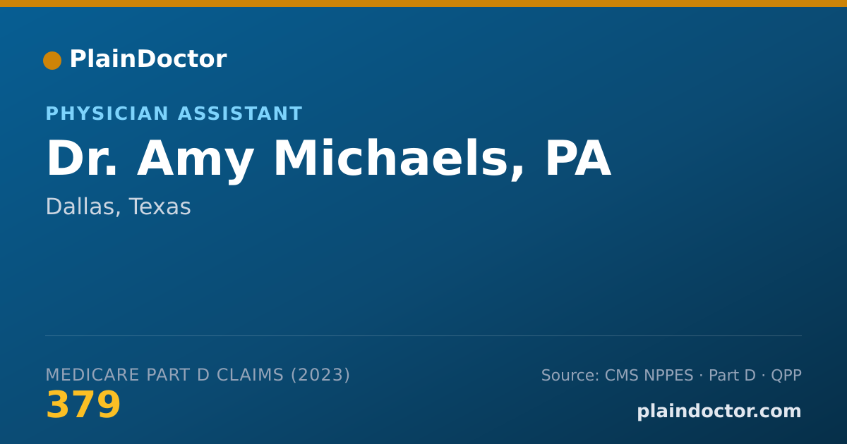 Shareable card for Amy Michaels, PA - Physician Assistant, Dallas, TX