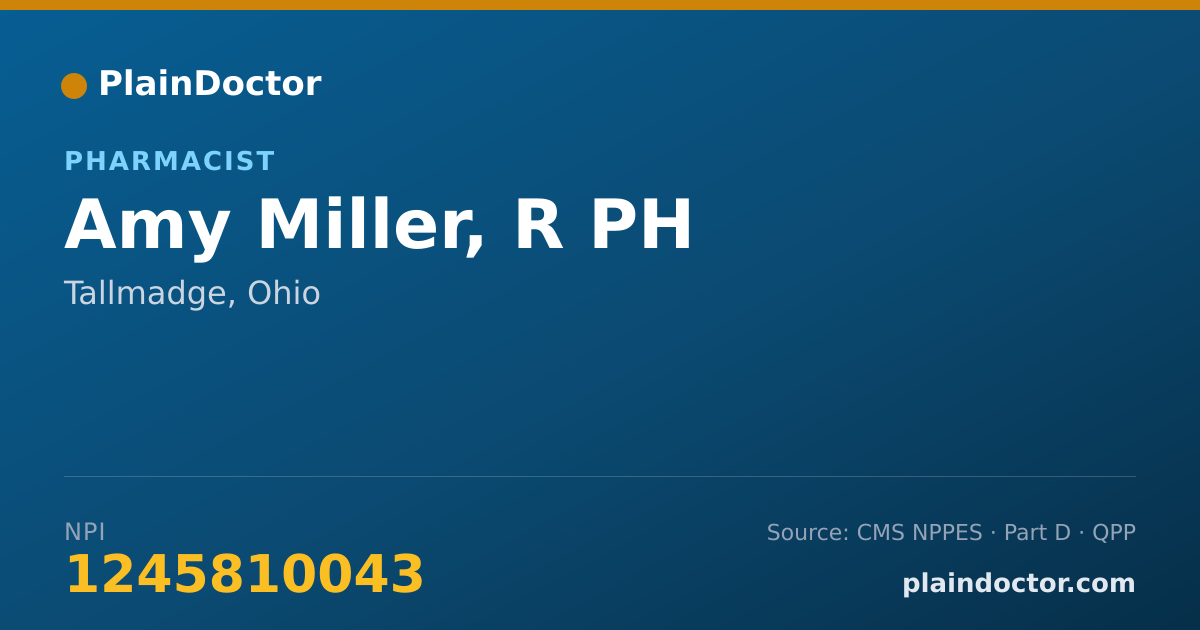 Shareable card for Amy Miller, R PH - Pharmacist, Tallmadge, OH