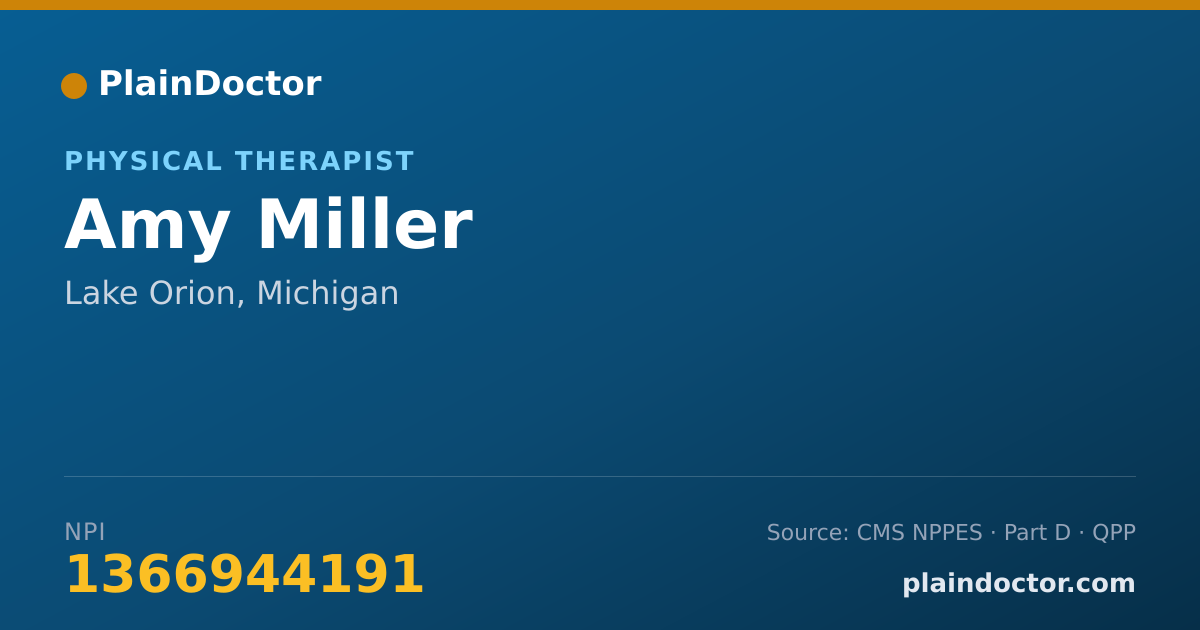 Shareable card for Amy Miller - Physical Therapist, Lake Orion, MI
