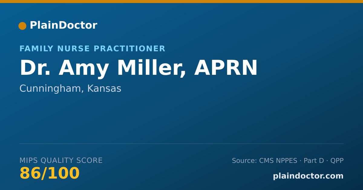 Shareable card for Amy Miller, APRN - Family Nurse Practitioner, Cunningham, KS