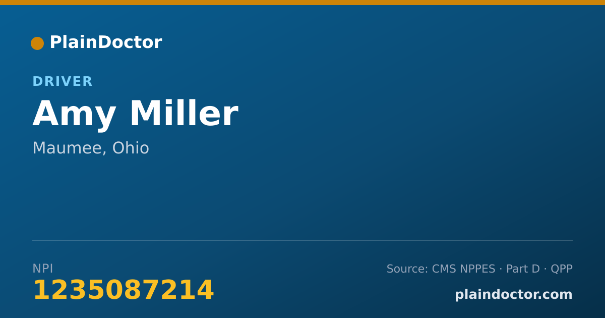 Shareable card for Amy Miller - Driver, Maumee, OH