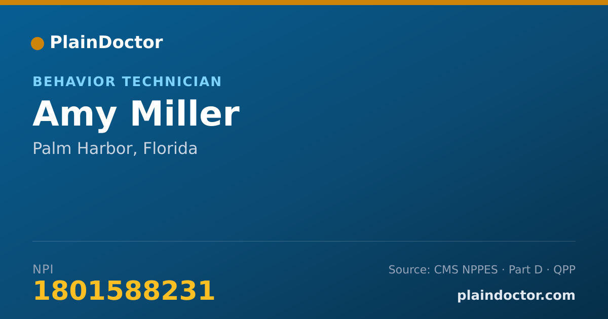 Shareable card for Amy Miller - Behavior Technician, Palm Harbor, FL