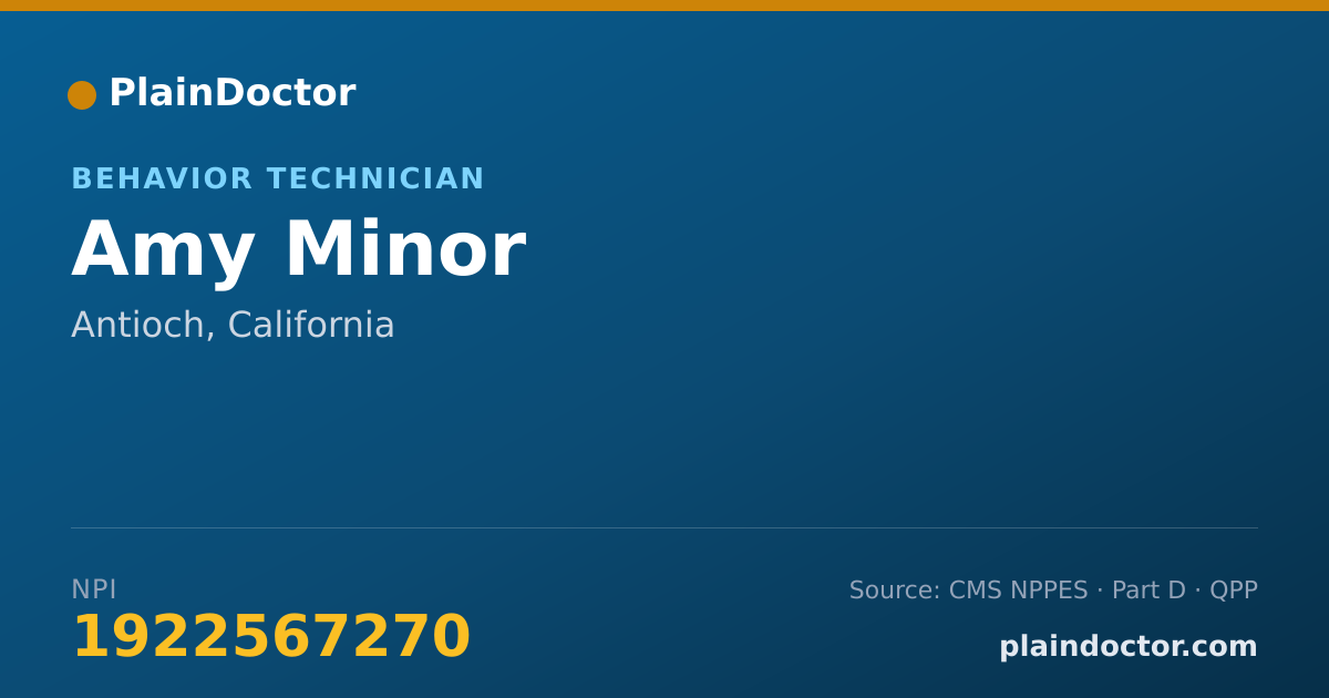 Shareable card for Amy Minor - Behavior Technician, Antioch, CA