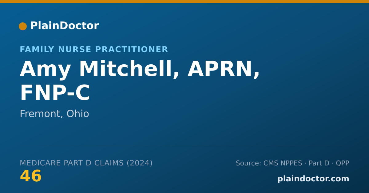 Shareable card for Amy Mitchell, APRN, FNP-C - Family Nurse Practitioner, Fremont, OH