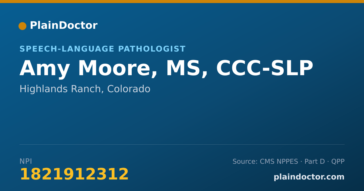 Shareable card for Amy Moore, MS, CCC-SLP - Speech-Language Pathologist, Highlands Ranch, CO
