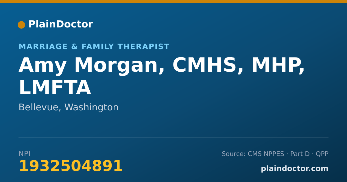 Shareable card for Amy Morgan, CMHS, MHP, LMFTA - Marriage & Family Therapist, Bellevue, WA