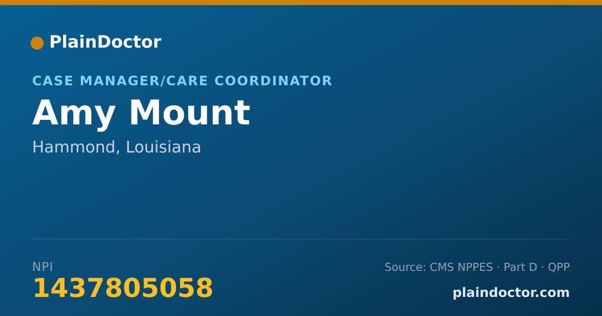 Shareable card for Amy Mount - Case Manager/Care Coordinator, Hammond, LA