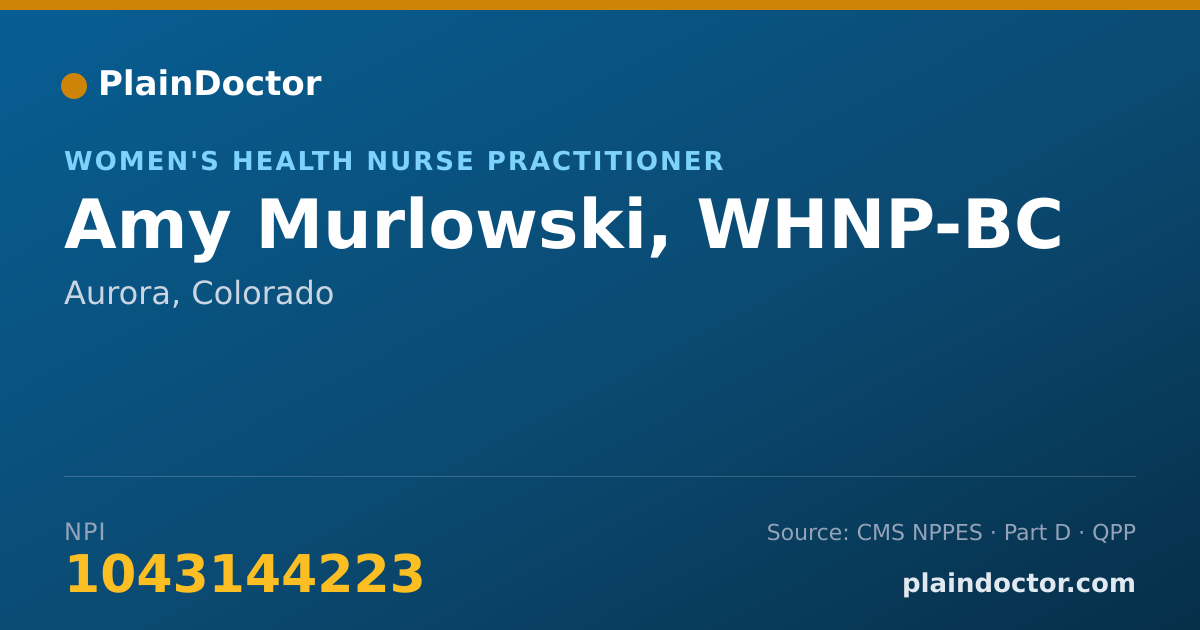 Shareable card for Amy Murlowski, WHNP-BC - Women's Health Nurse Practitioner, Aurora, CO