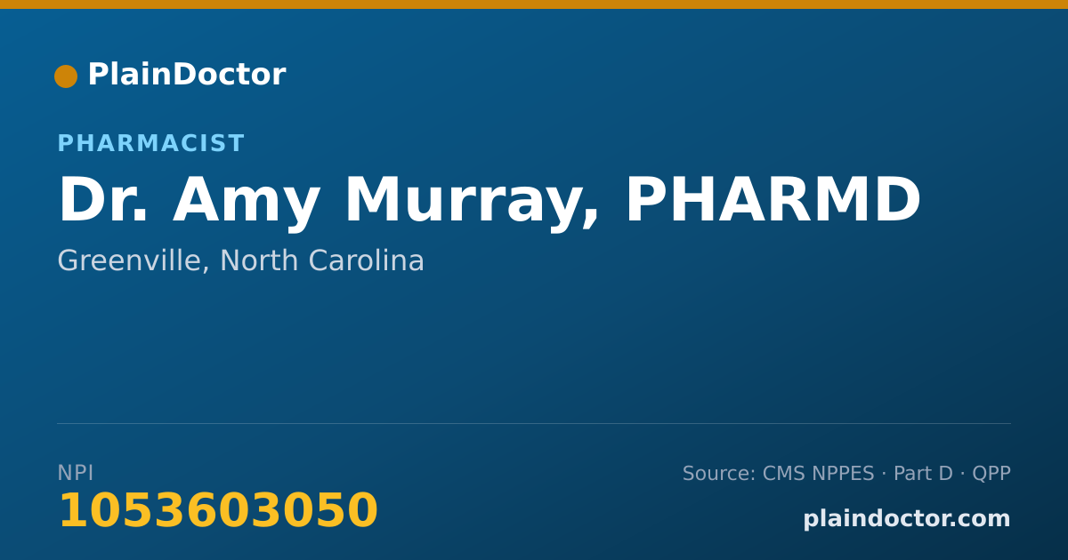 Shareable card for Amy Murray, PHARMD - Pharmacist, Greenville, NC