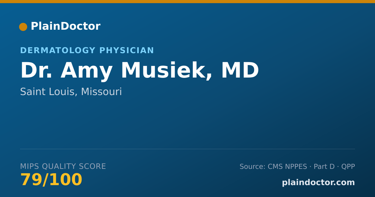 Shareable card for Amy Musiek, MD - Dermatology Physician, Saint Louis, MO