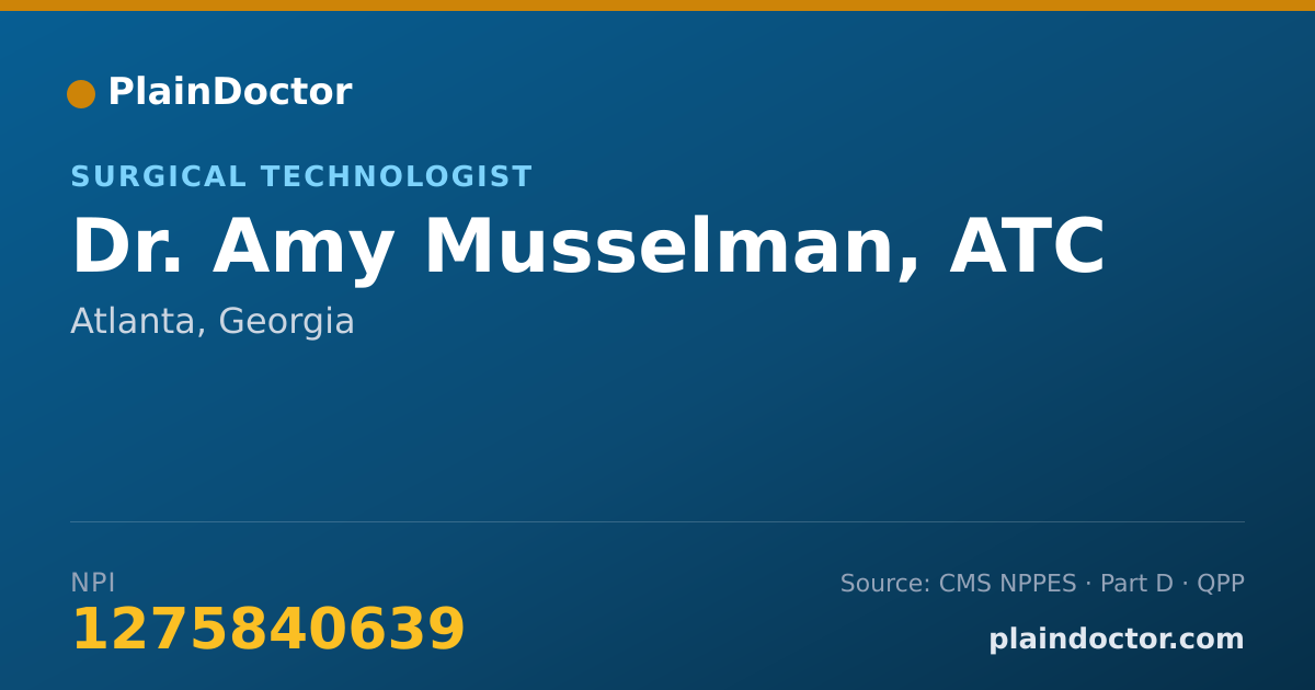 Shareable card for Amy Musselman, ATC - Surgical Technologist, Atlanta, GA
