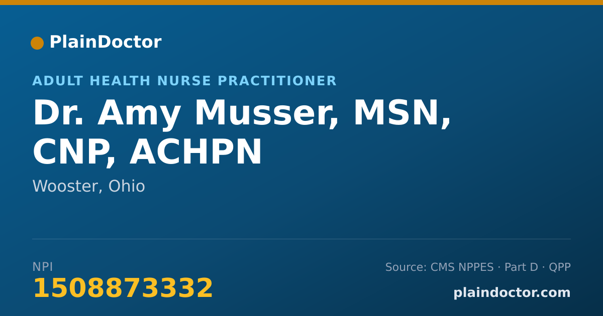 Shareable card for Amy Musser, MSN, CNP, ACHPN - Adult Health Nurse Practitioner, Wooster, OH