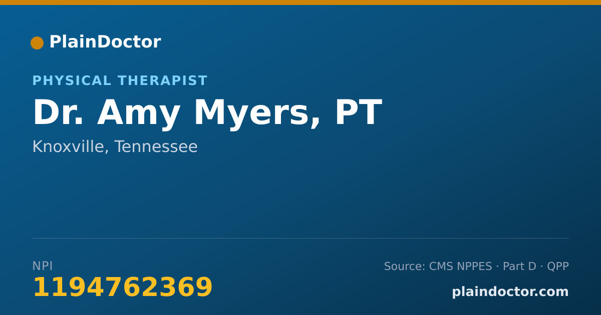 Shareable card for Amy Myers, PT - Physical Therapist, Knoxville, TN