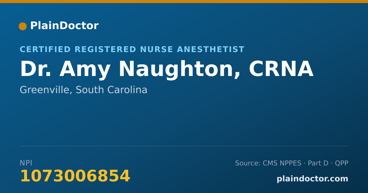 Shareable card for Amy Naughton, CRNA - Certified Registered Nurse Anesthetist, Greenville, SC
