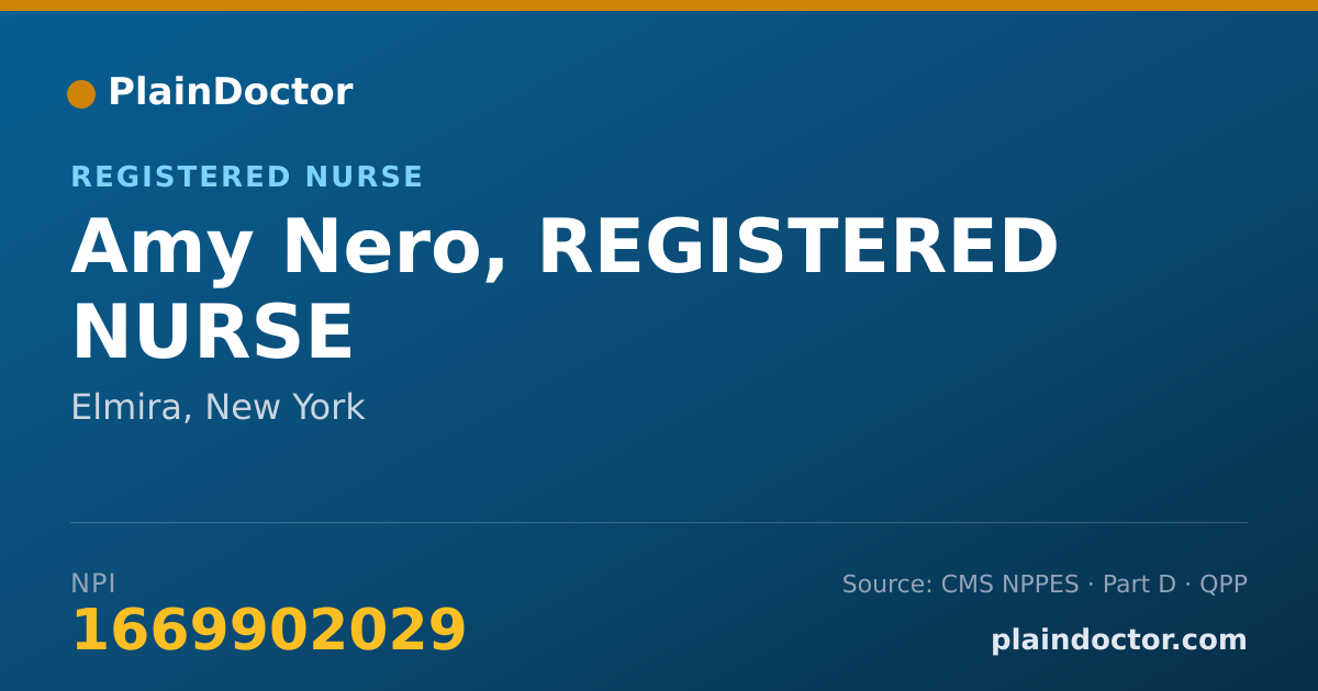 Shareable card for Amy Nero, REGISTERED NURSE - Registered Nurse, Elmira, NY