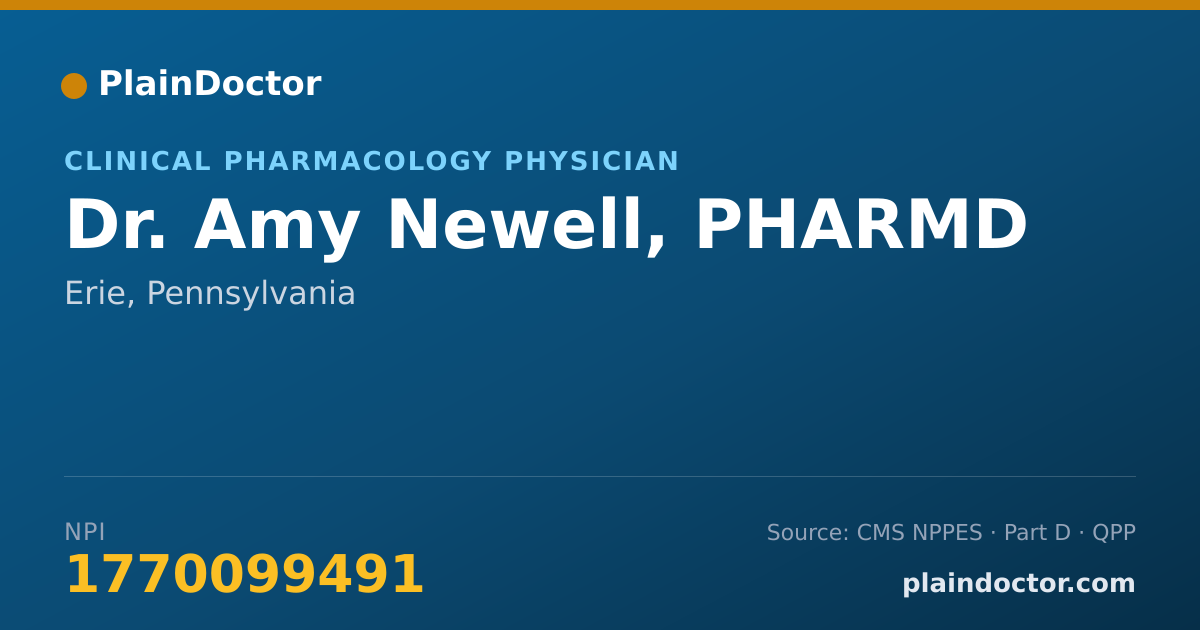 Shareable card for Amy Newell, PHARMD - Clinical Pharmacology Physician, Erie, PA