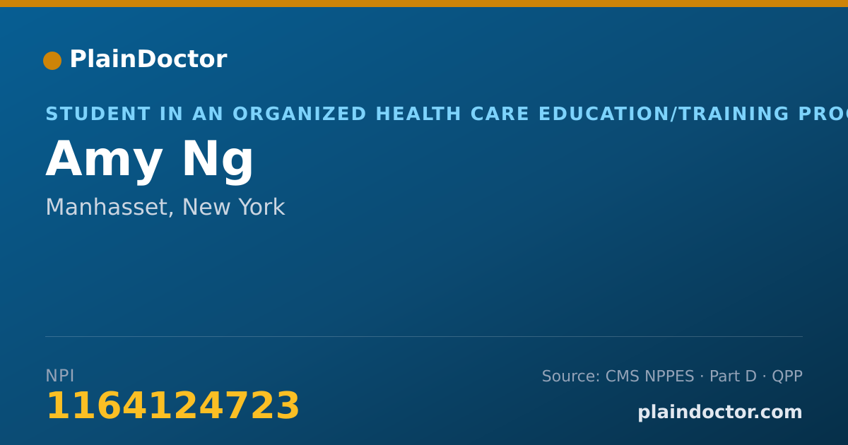 Shareable card for Amy Ng - Student in an Organized Health Care Education/Training Program, Manhasset, NY