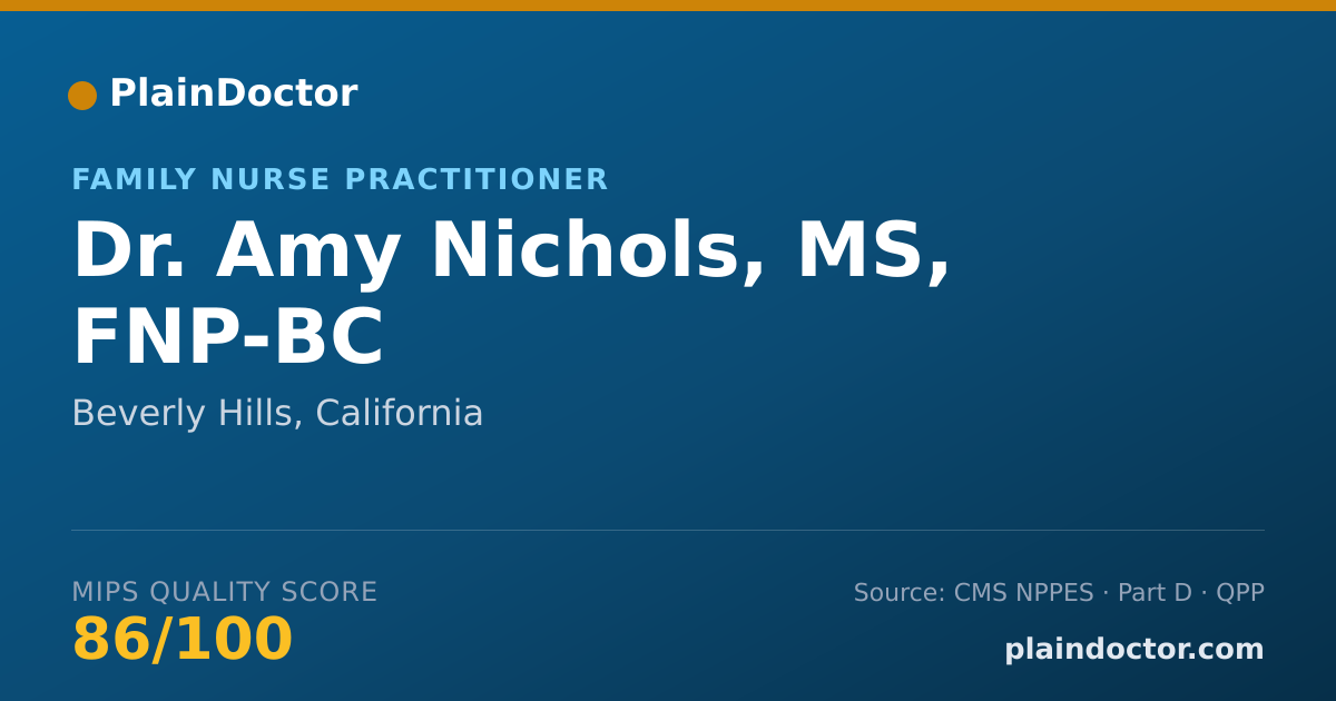 Shareable card for Amy Nichols, MS, FNP-BC - Family Nurse Practitioner, Beverly Hills, CA