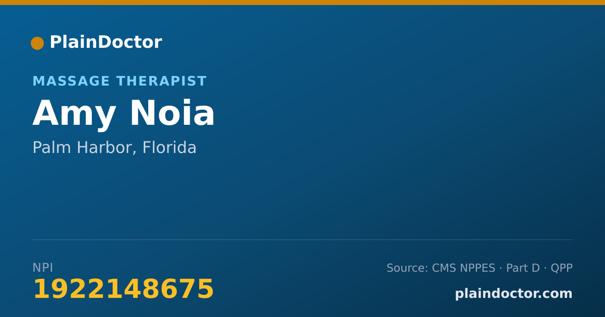 Shareable card for Amy Noia - Massage Therapist, Palm Harbor, FL