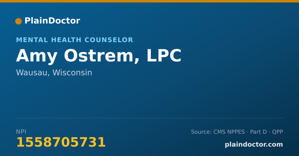 Shareable card for Amy Ostrem, LPC - Mental Health Counselor, Wausau, WI