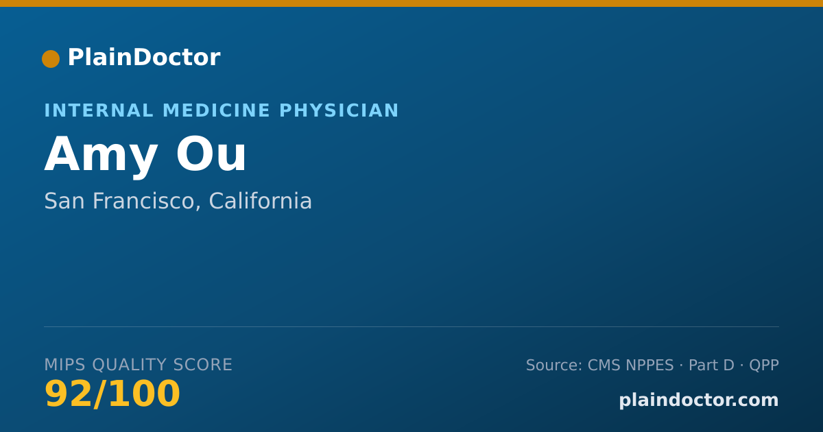 Shareable card for Amy Ou - Internal Medicine Physician, San Francisco, CA