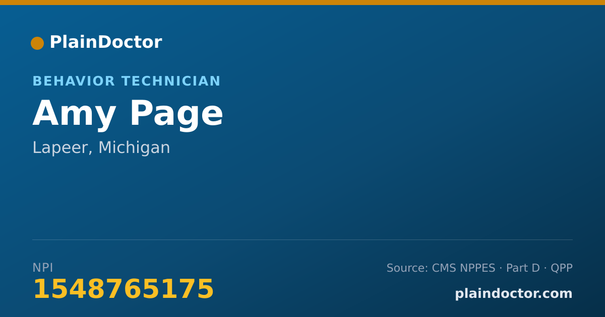 Shareable card for Amy Page - Behavior Technician, Lapeer, MI