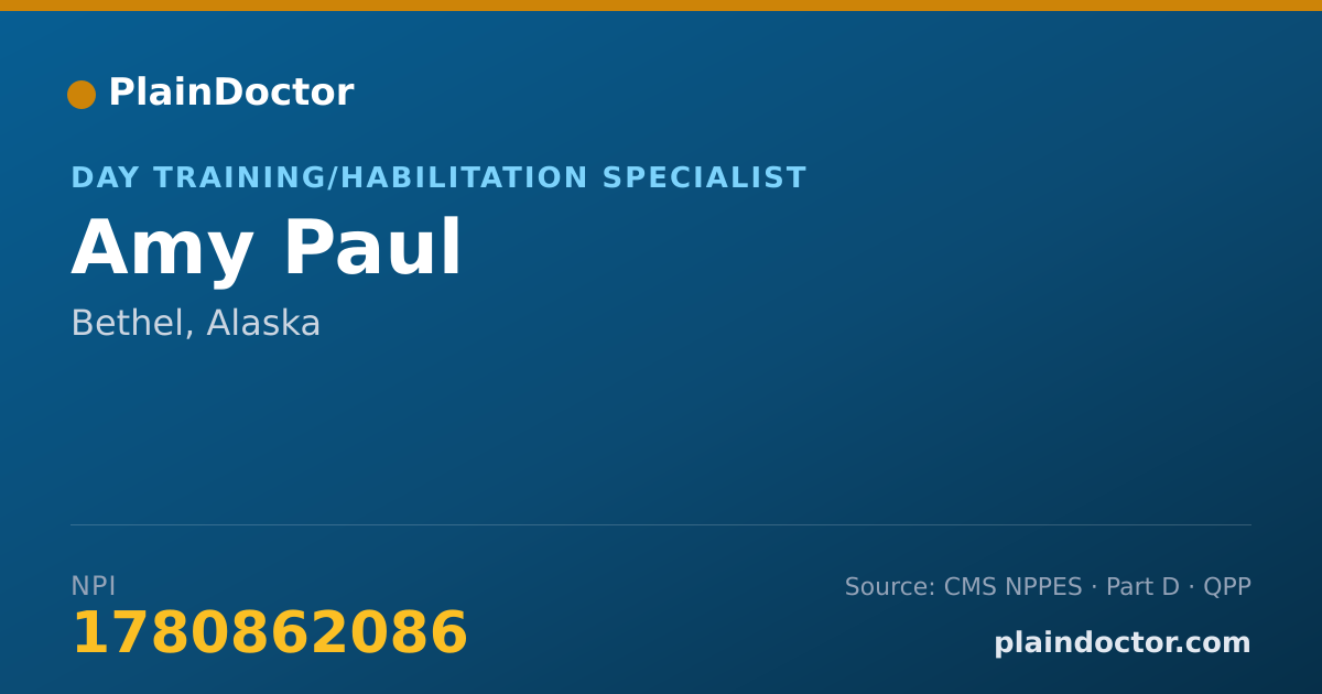 Shareable card for Amy Paul - Day Training/Habilitation Specialist, Bethel, AK