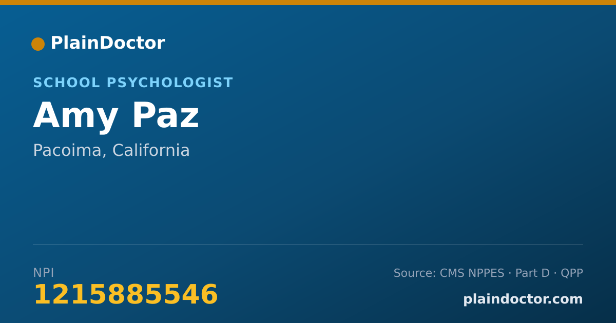 Shareable card for Amy Paz - School Psychologist, Pacoima, CA