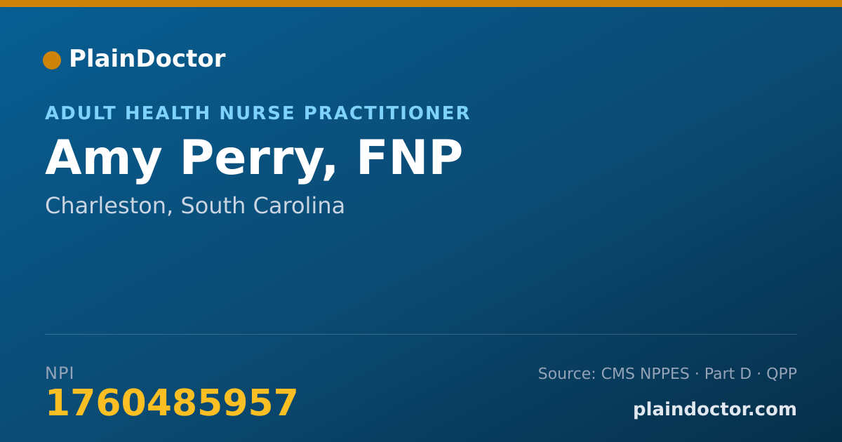 Shareable card for Amy Perry, FNP - Adult Health Nurse Practitioner, Charleston, SC